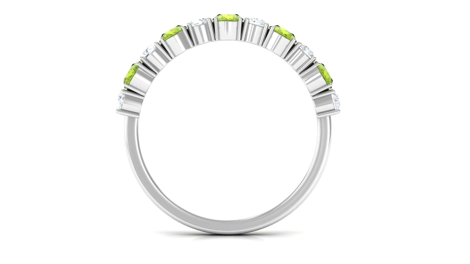 1.50 CT Alternate Peridot and Diamond Half Eternity Ring Peridot - ( AAA ) - Quality - Rosec Jewels