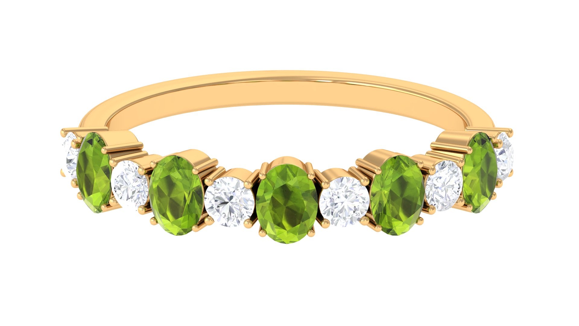 1.50 CT Alternate Peridot and Diamond Half Eternity Ring Peridot - ( AAA ) - Quality - Rosec Jewels