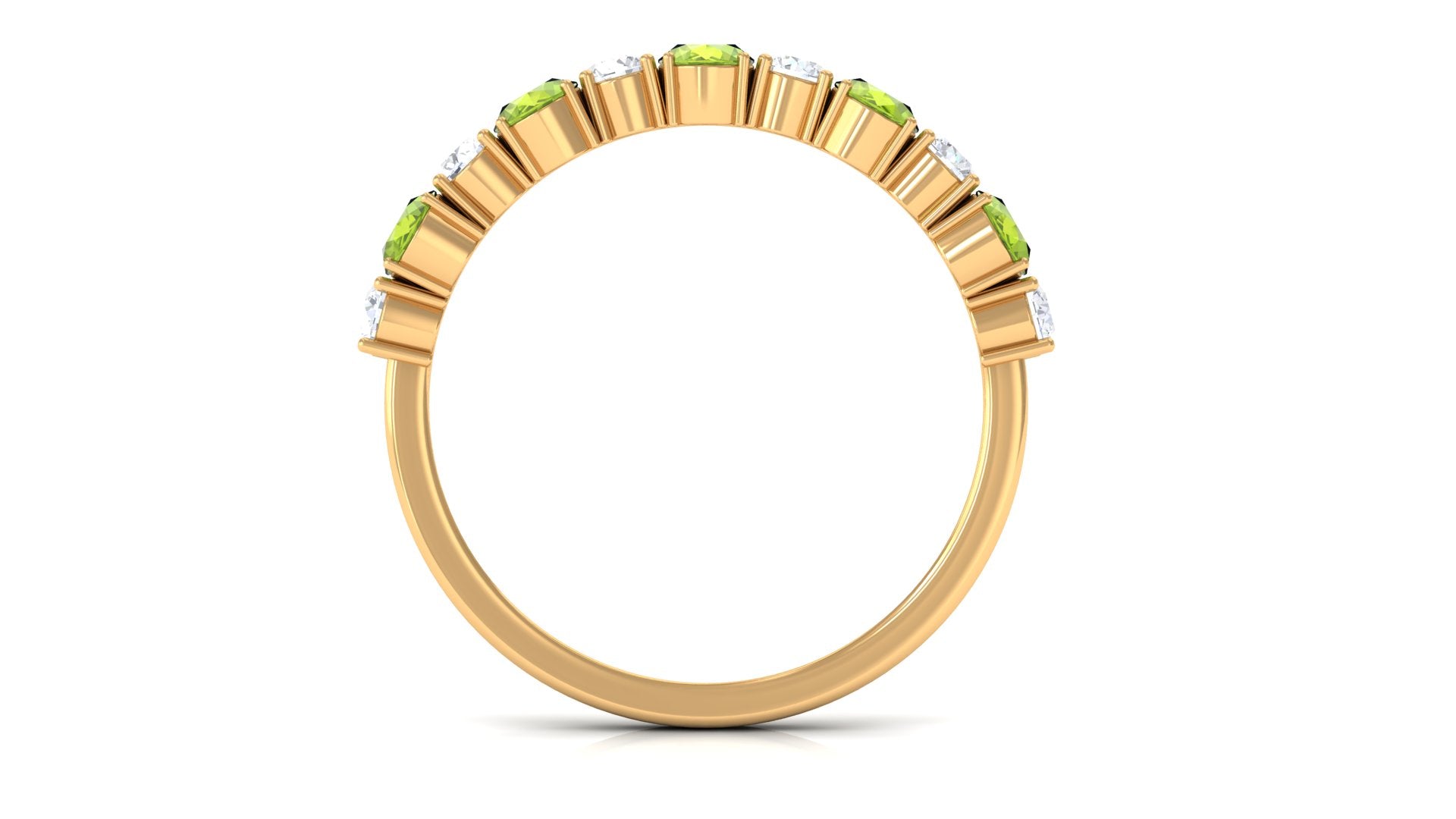 1.50 CT Alternate Peridot and Diamond Half Eternity Ring Peridot - ( AAA ) - Quality - Rosec Jewels