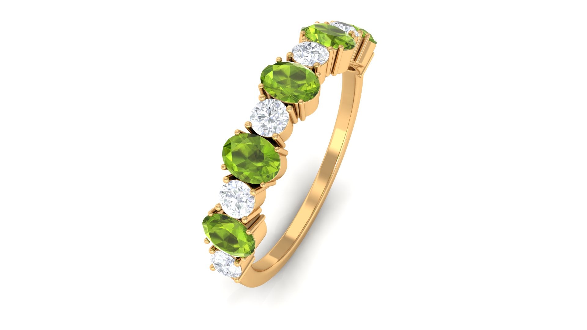 1.50 CT Alternate Peridot and Diamond Half Eternity Ring Peridot - ( AAA ) - Quality - Rosec Jewels