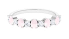 1 CT Alternate Rose Quartz and Diamond Half Eternity Ring Rose Quartz - ( AAA ) - Quality - Rosec Jewels