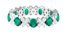 Designer Eternity Ring with Emerald and Moissanite Emerald - ( AAA ) - Quality - Rosec Jewels