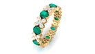 Designer Eternity Ring with Emerald and Moissanite Emerald - ( AAA ) - Quality - Rosec Jewels