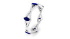 Real Blue Sapphire and Diamond Crossover Eternity Ring Blue Sapphire - ( AAA ) - Quality - Rosec Jewels