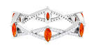 Created Orange Sapphire Crossover Eternity Ring with Diamond Lab Created Orange Sapphire - ( AAAA ) - Quality - Rosec Jewels