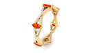 Created Orange Sapphire Crossover Eternity Ring with Diamond Lab Created Orange Sapphire - ( AAAA ) - Quality - Rosec Jewels