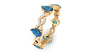 London Blue Topaz and Diamond Eternity Ring with Crossover Shank London Blue Topaz - ( AAA ) - Quality - Rosec Jewels