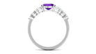 Oval Amethyst East West Ring with Diamond Side Stones Amethyst - ( AAA ) - Quality - Rosec Jewels