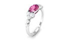 Pink Tourmaline Solitaire East West Ring with Diamond Side Stones Pink Tourmaline - ( AAA ) - Quality - Rosec Jewels