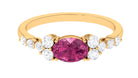 Pink Tourmaline Solitaire East West Ring with Diamond Side Stones Pink Tourmaline - ( AAA ) - Quality - Rosec Jewels