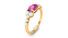 Pink Tourmaline Solitaire East West Ring with Diamond Side Stones Pink Tourmaline - ( AAA ) - Quality - Rosec Jewels