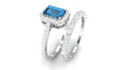 Genuine London Blue Topaz and Diamond Stackable Ring Set London Blue Topaz - ( AAA ) - Quality - Rosec Jewels