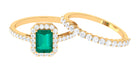 Real Emerald and Diamond Stackable Ring Set Emerald - ( AAA ) - Quality - Rosec Jewels