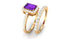 Emerald Cut Amethyst and Moissanite Stackable Ring Set Amethyst - ( AAA ) - Quality - Rosec Jewels