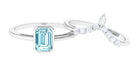 Natural Aquamarine Solitaire Ring Set with Diamond Aquamarine - ( AAA ) - Quality - Rosec Jewels