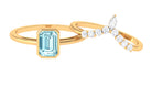 Natural Aquamarine Solitaire Ring Set with Diamond Aquamarine - ( AAA ) - Quality - Rosec Jewels