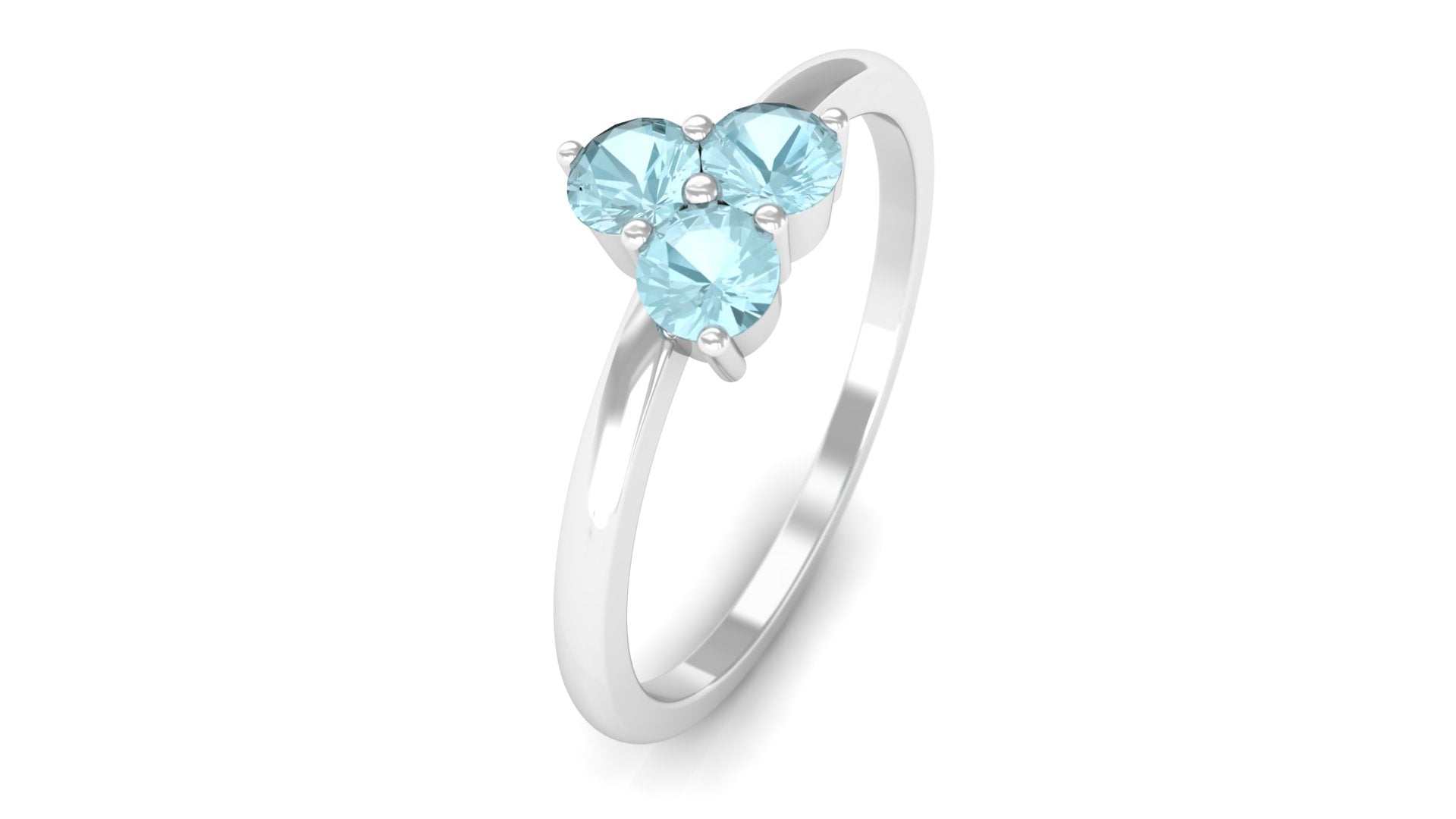 1/4 CT Round Sky Blue Topaz Three Stone Promise Ring Sky Blue Topaz - ( AAA ) - Quality - Rosec Jewels