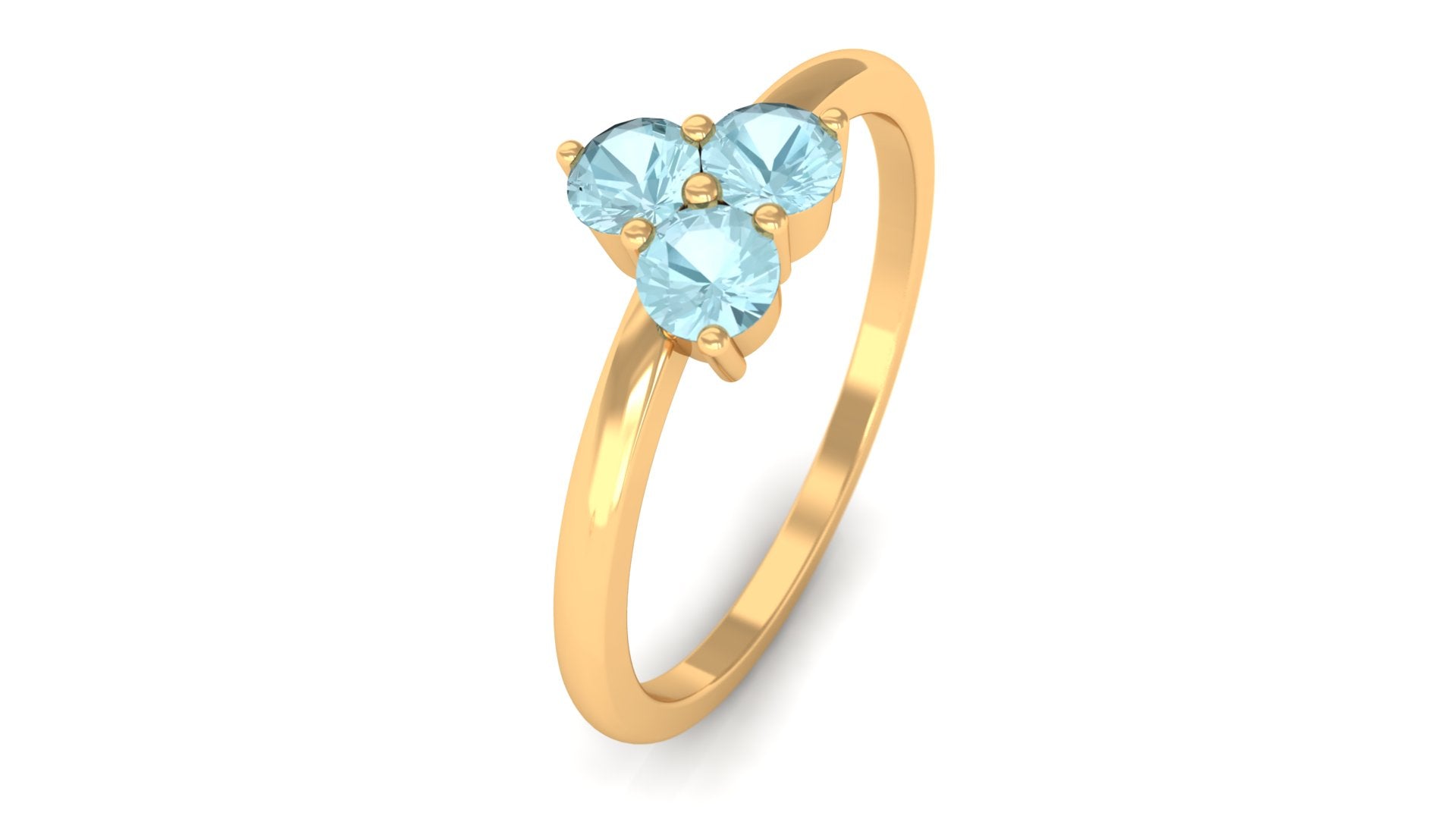 1/4 CT Round Sky Blue Topaz Three Stone Promise Ring Sky Blue Topaz - ( AAA ) - Quality - Rosec Jewels