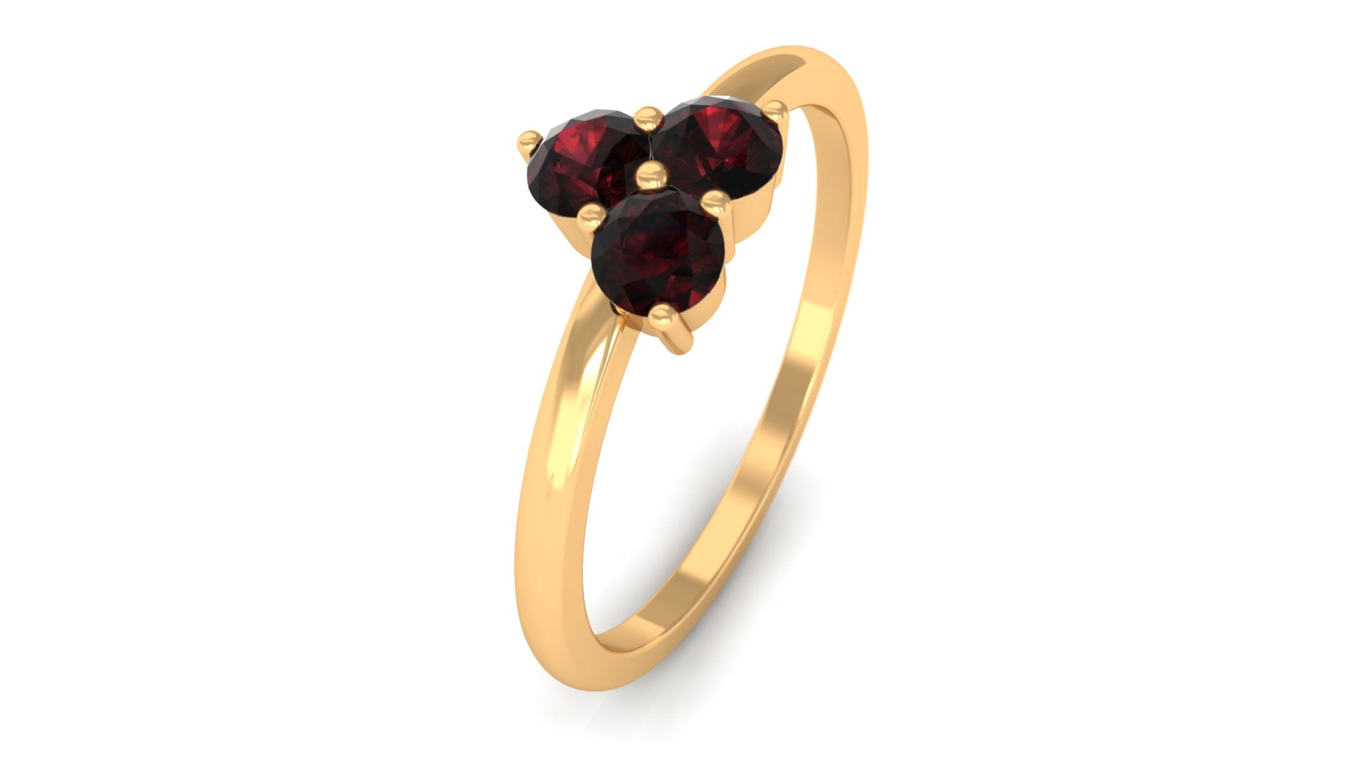 1/2 Carat Three Stone Garnet Promise Ring in Gold Garnet - ( AAA ) - Quality - Rosec Jewels