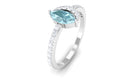 Marquise Cut Sky Blue Topaz and Diamond Minimal Ring Sky Blue Topaz - ( AAA ) - Quality - Rosec Jewels