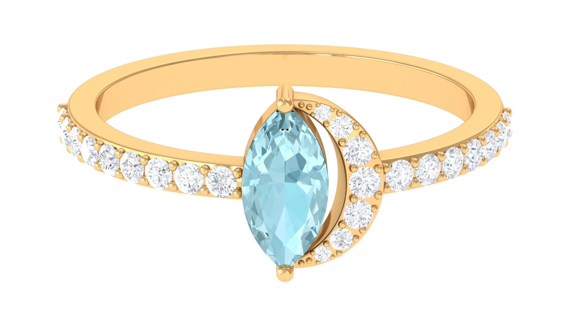 Marquise Cut Sky Blue Topaz and Diamond Minimal Ring Sky Blue Topaz - ( AAA ) - Quality - Rosec Jewels