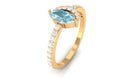 Marquise Cut Sky Blue Topaz and Diamond Minimal Ring Sky Blue Topaz - ( AAA ) - Quality - Rosec Jewels