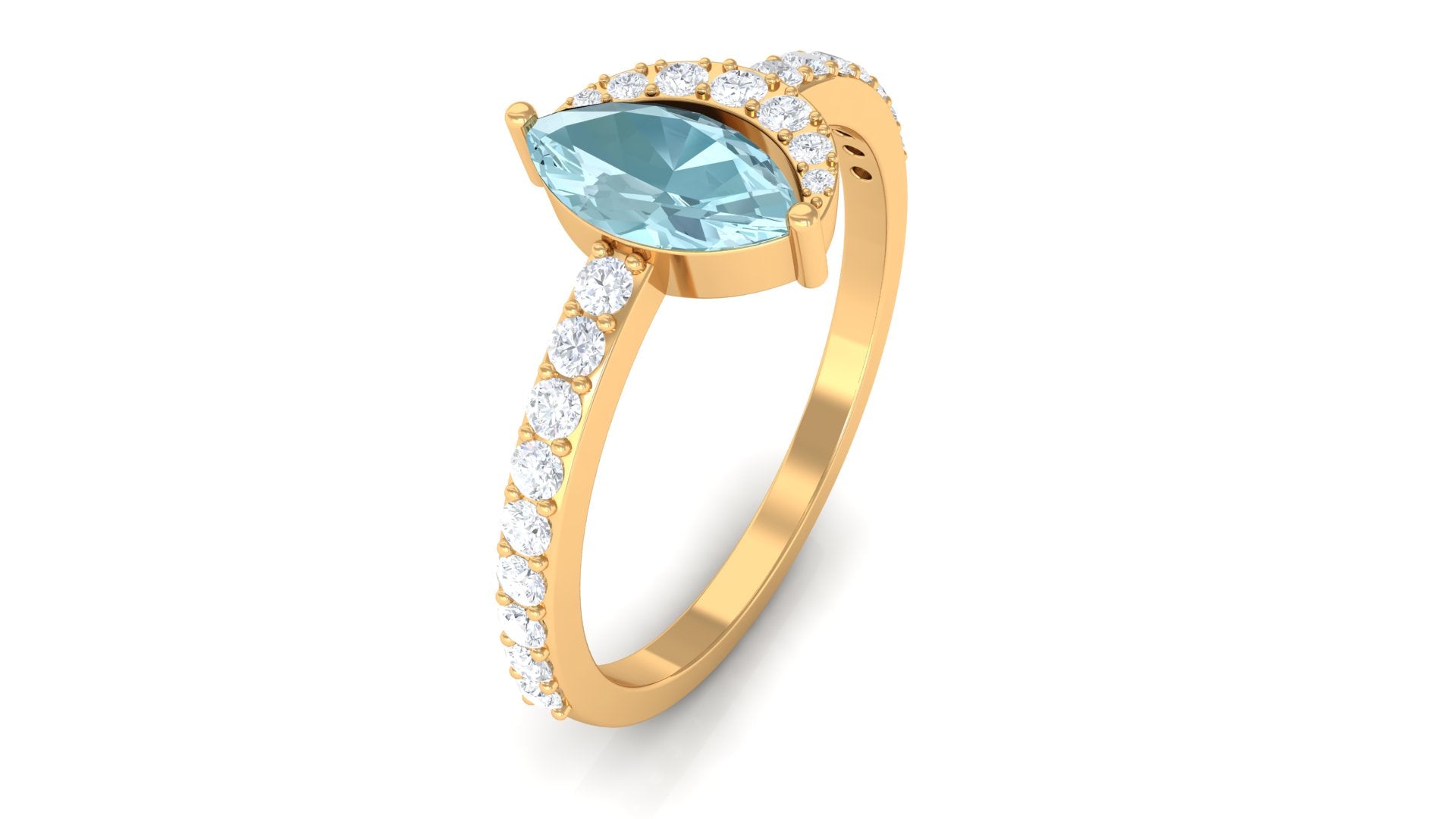 Marquise Cut Sky Blue Topaz and Diamond Minimal Ring Sky Blue Topaz - ( AAA ) - Quality - Rosec Jewels