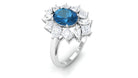 2.25 CT London Blue Topaz and Moissanite Flower Cocktail Ring London Blue Topaz - ( AAA ) - Quality - Rosec Jewels