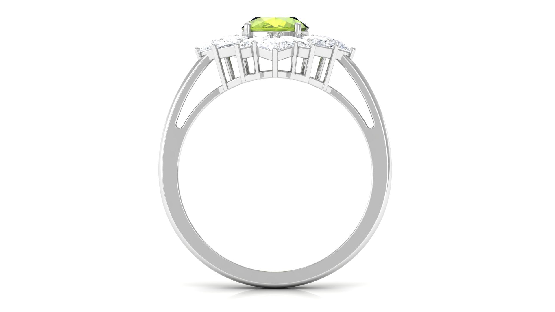 2.25 CT Natural Peridot Cocktail Ring with Moissanite Stones Peridot - ( AAA ) - Quality - Rosec Jewels