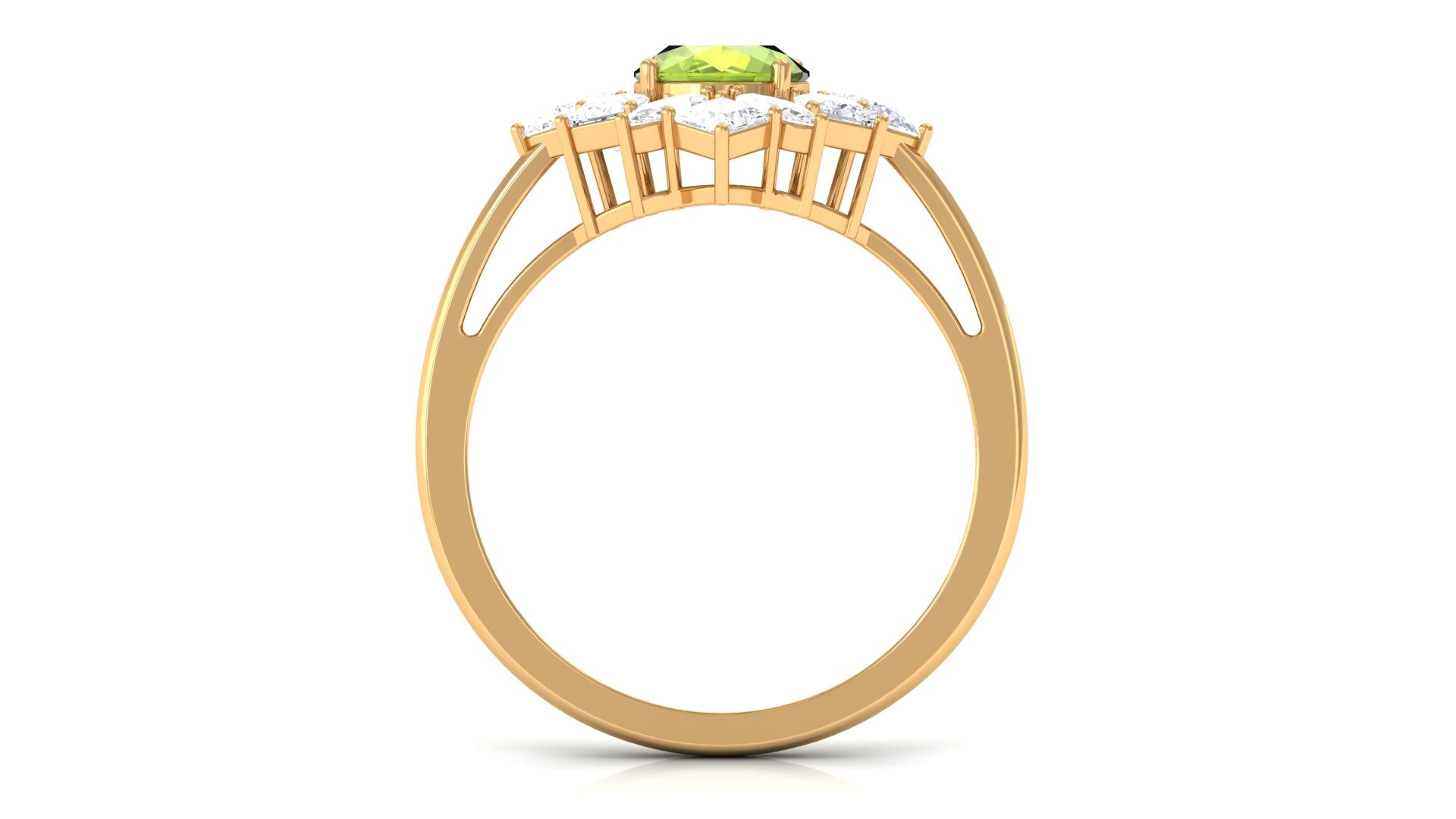 2.25 CT Natural Peridot Cocktail Ring with Moissanite Stones Peridot - ( AAA ) - Quality - Rosec Jewels