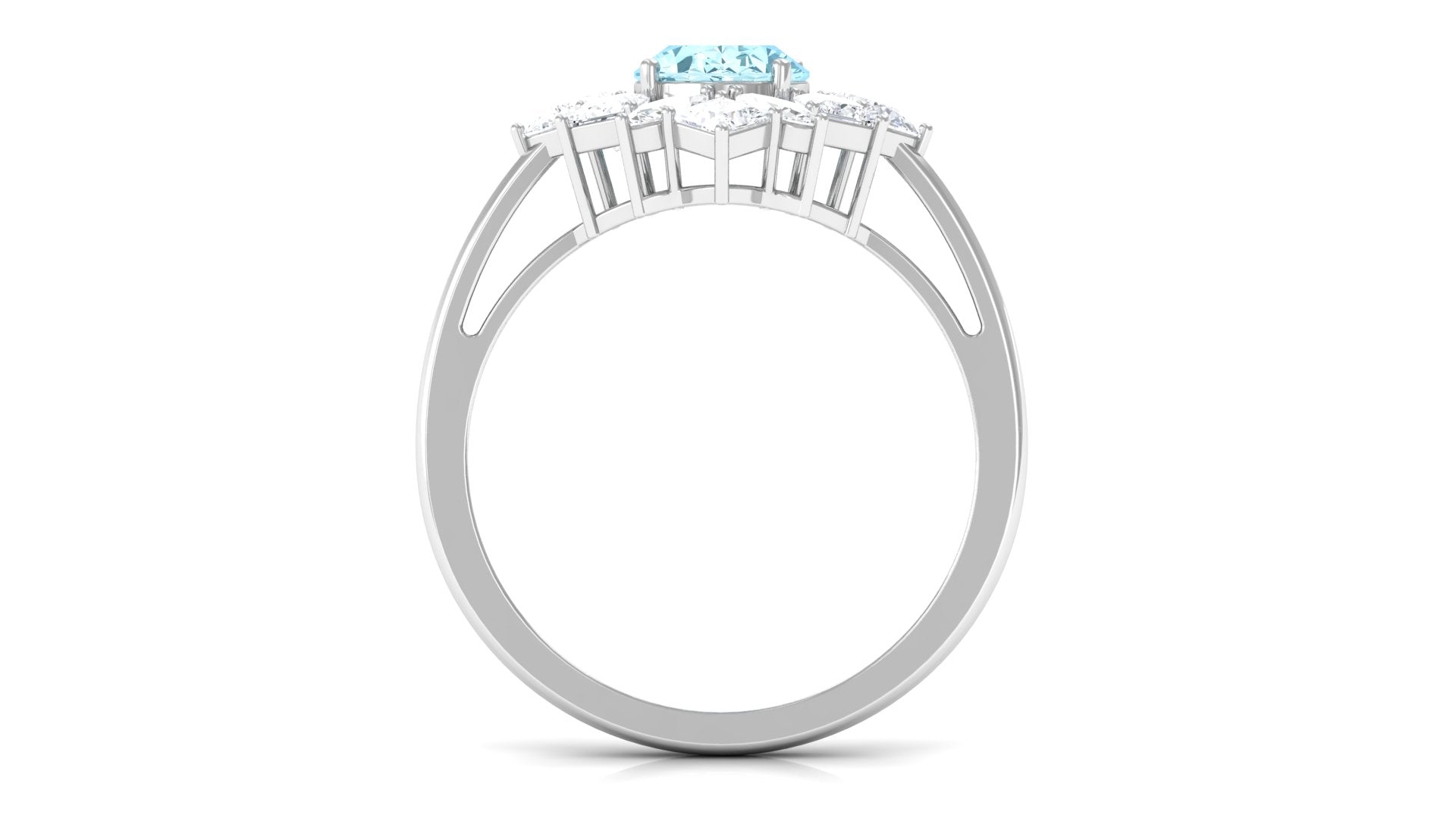 2.25 Carat Aquamarine and Moissanite Cocktail Ring Aquamarine - ( AAA ) - Quality - Rosec Jewels