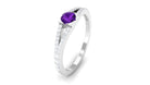 Minimal Amethyst and Diamond Split Shank Promise Ring Amethyst - ( AAA ) - Quality - Rosec Jewels