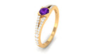 Minimal Amethyst and Diamond Split Shank Promise Ring Amethyst - ( AAA ) - Quality - Rosec Jewels