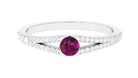 0.75 CT Natural Rhodolite Minimal Promise Ring with Diamond Rhodolite - ( AAA ) - Quality - Rosec Jewels