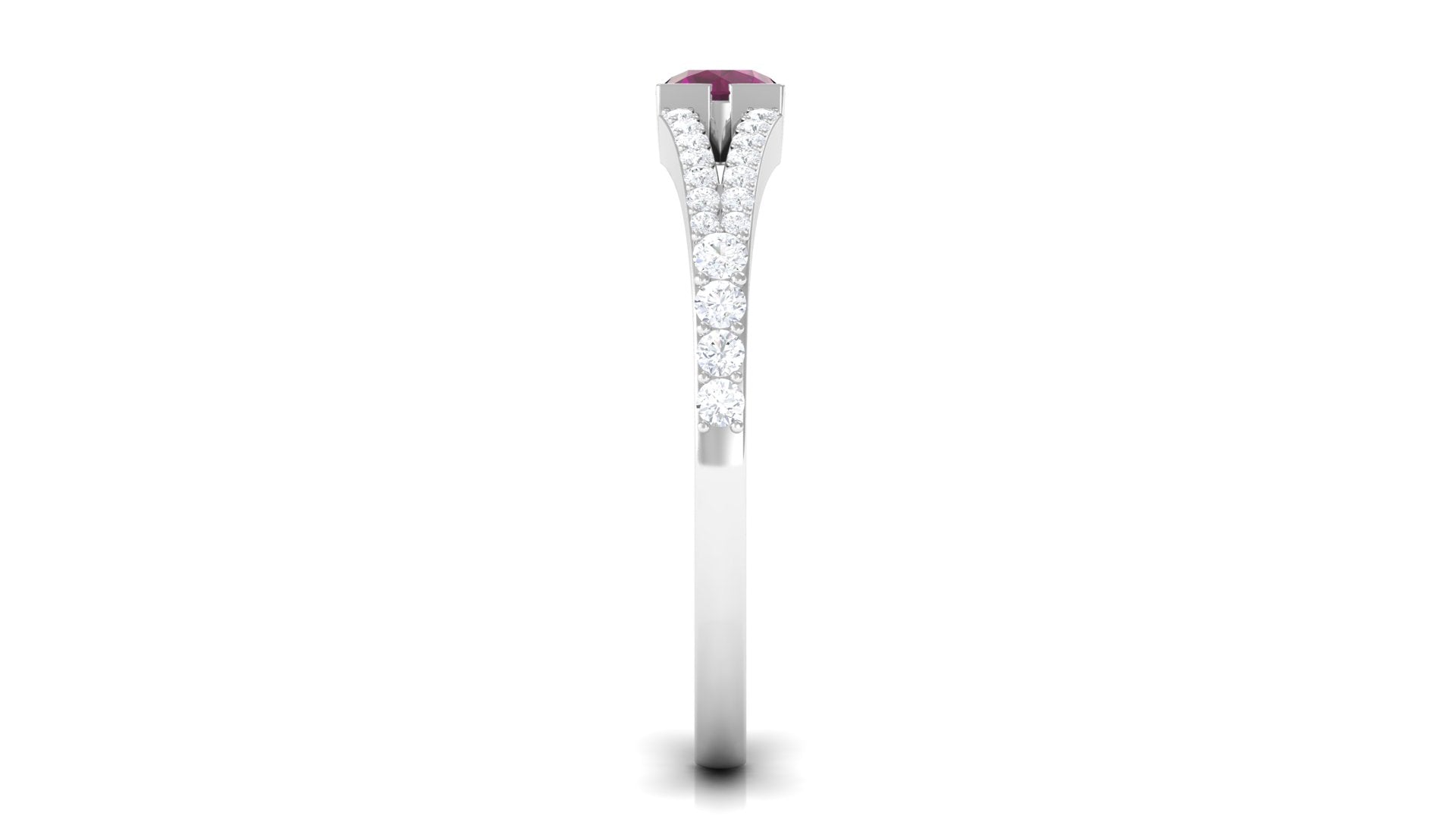 0.75 CT Natural Rhodolite Minimal Promise Ring with Diamond Rhodolite - ( AAA ) - Quality - Rosec Jewels