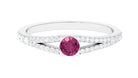 Minimal Pink Tourmaline Split Shank Ring with Diamond Pink Tourmaline - ( AAA ) - Quality - Rosec Jewels