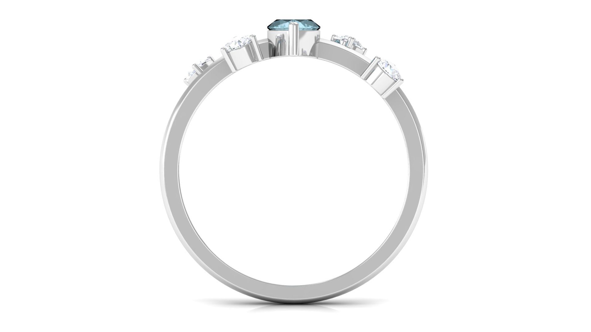 Marquise Cut Solitaire Sky Blue Topaz Ring with Scatter Diamond Sky Blue Topaz - ( AAA ) - Quality - Rosec Jewels