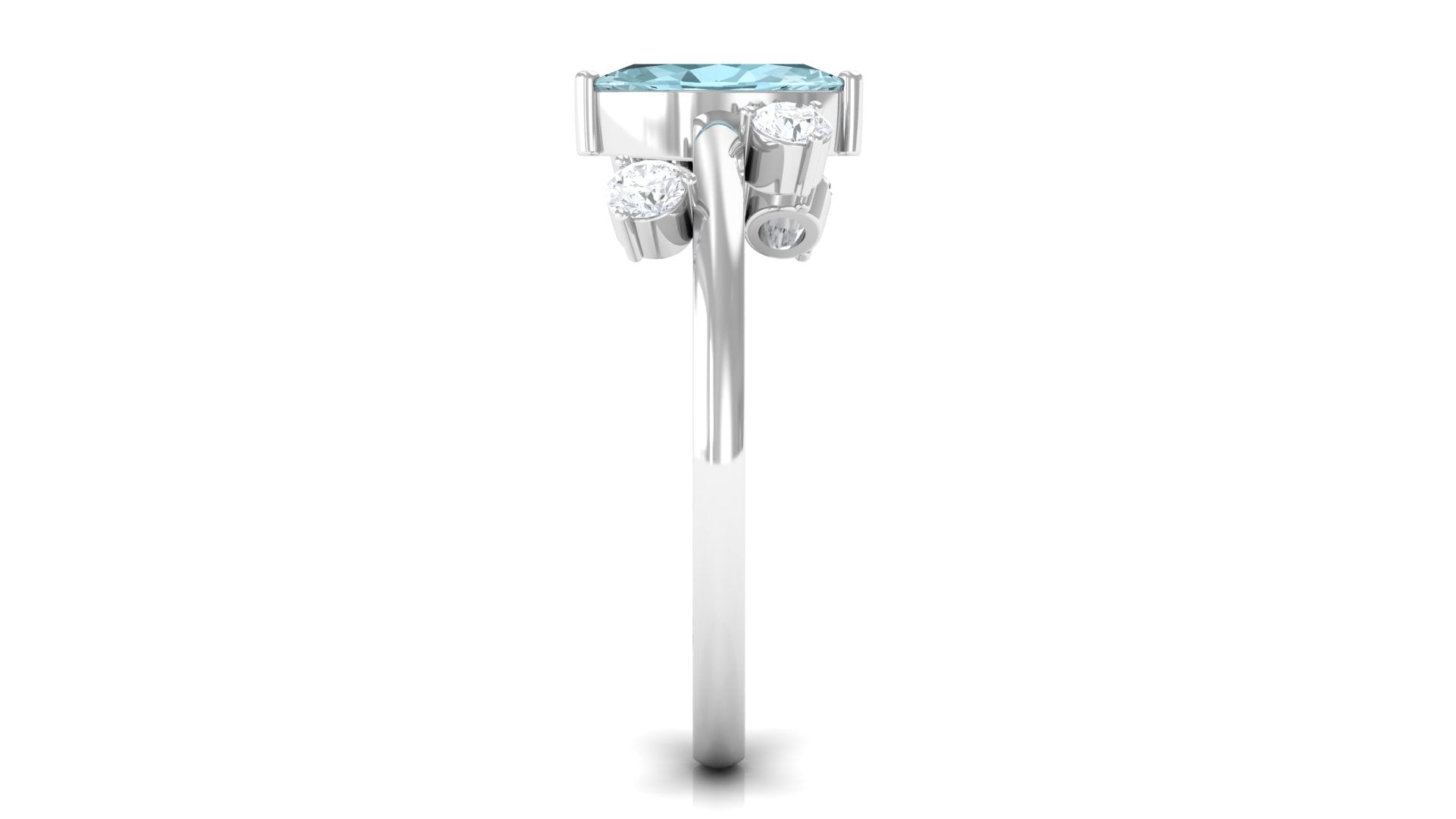 Marquise Cut Solitaire Sky Blue Topaz Ring with Scatter Diamond Sky Blue Topaz - ( AAA ) - Quality - Rosec Jewels