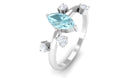 Marquise Cut Solitaire Sky Blue Topaz Ring with Scatter Diamond Sky Blue Topaz - ( AAA ) - Quality - Rosec Jewels