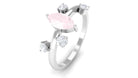 Marquise Cut Rose Quartz Scatter Ring with Diamond Stones Rose Quartz - ( AAA ) - Quality - Rosec Jewels