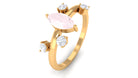 Marquise Cut Rose Quartz Scatter Ring with Diamond Stones Rose Quartz - ( AAA ) - Quality - Rosec Jewels