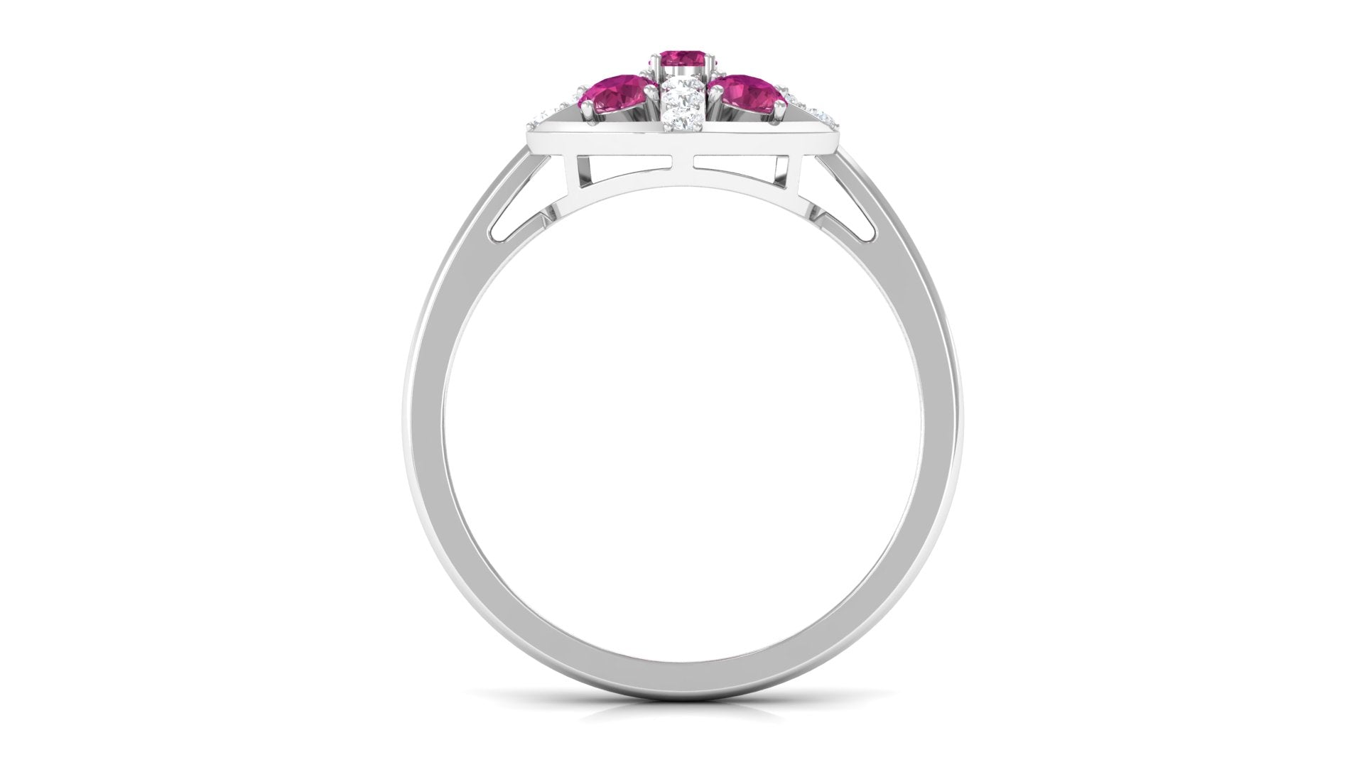 Real Pink Tourmaline Contemporary Ring with Diamond Pink Tourmaline - ( AAA ) - Quality - Rosec Jewels