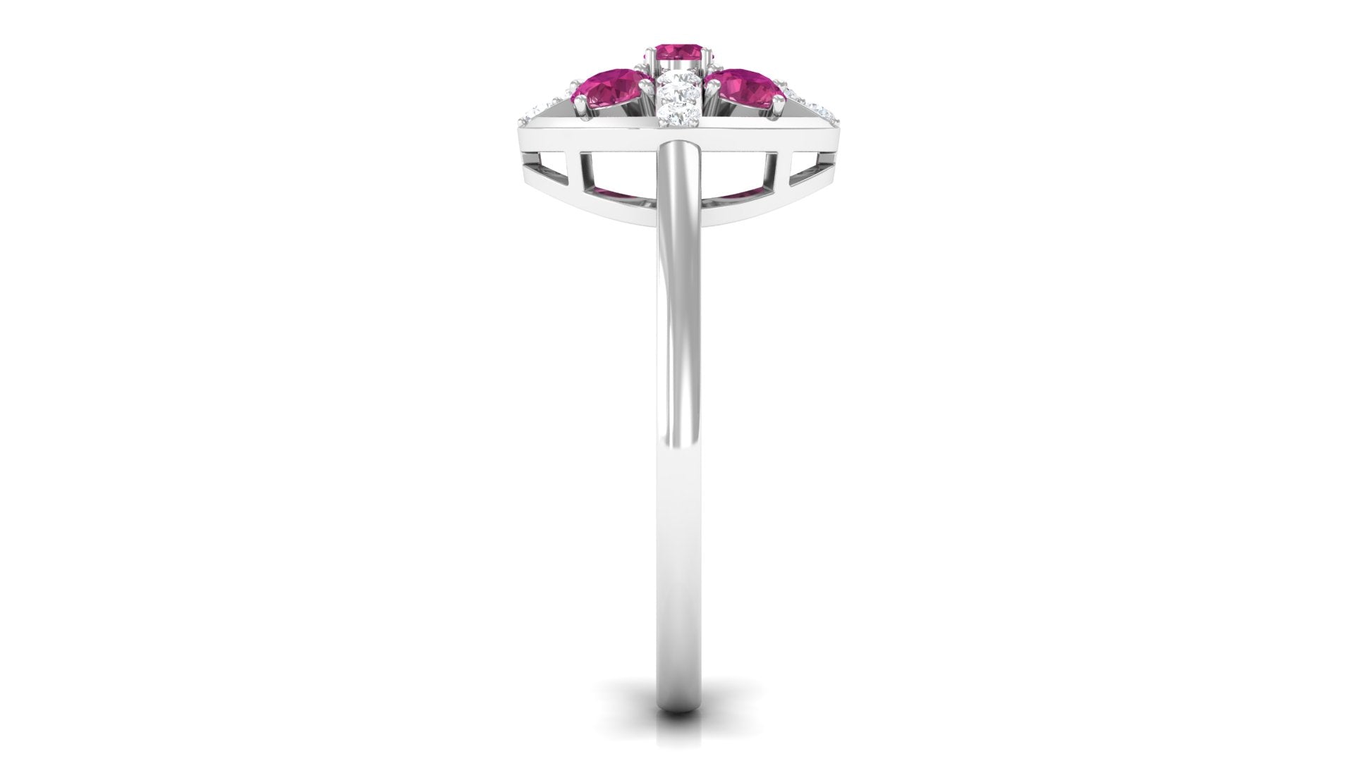 Real Pink Tourmaline Contemporary Ring with Diamond Pink Tourmaline - ( AAA ) - Quality - Rosec Jewels