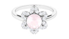 1.75 CT Natural Rose Quartz Floral Ring with Diamond Halo Rose Quartz - ( AAA ) - Quality - Rosec Jewels