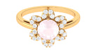 1.75 CT Natural Rose Quartz Floral Ring with Diamond Halo Rose Quartz - ( AAA ) - Quality - Rosec Jewels