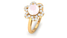 1.75 CT Natural Rose Quartz Floral Ring with Diamond Halo Rose Quartz - ( AAA ) - Quality - Rosec Jewels