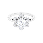 2 CT Moissanite Flower Halo Engagement Ring in Gold Moissanite - ( D-VS1 ) - Color and Clarity - Rosec Jewels