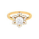 2 CT Moissanite Flower Halo Engagement Ring in Gold Moissanite - ( D-VS1 ) - Color and Clarity - Rosec Jewels