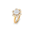 2 CT Moissanite Flower Halo Engagement Ring in Gold Moissanite - ( D-VS1 ) - Color and Clarity - Rosec Jewels