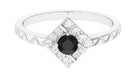 3/4 CT Black Spinel and Diamond Textured Ring Black Spinel - ( AAA ) - Quality - Rosec Jewels